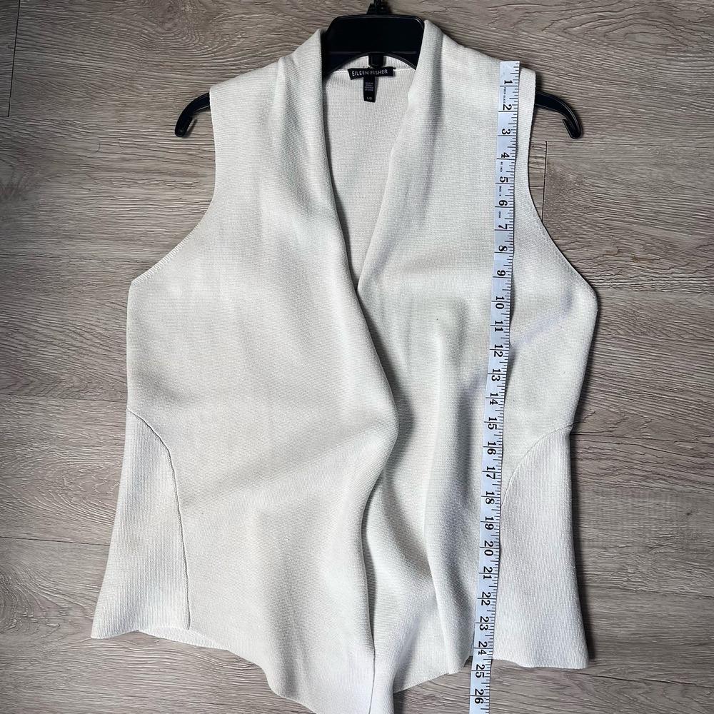 Eileen Fisher Vest Large Knit Open Front  Silk Cotton Oatmeal‎ Beige Sleeveless - Picture 6 of 6